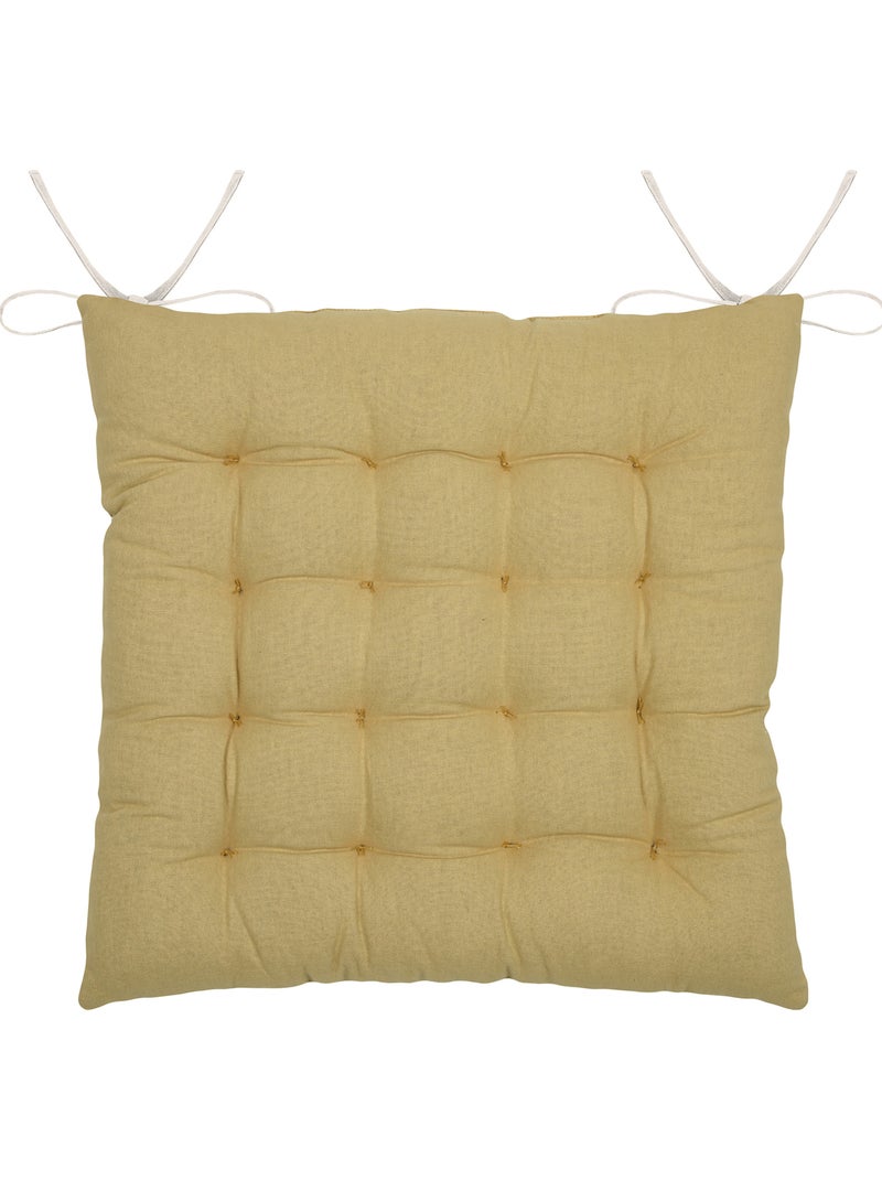 Galette de chaise brodée à motifs palmiers Jaune moutarde - Kiabi