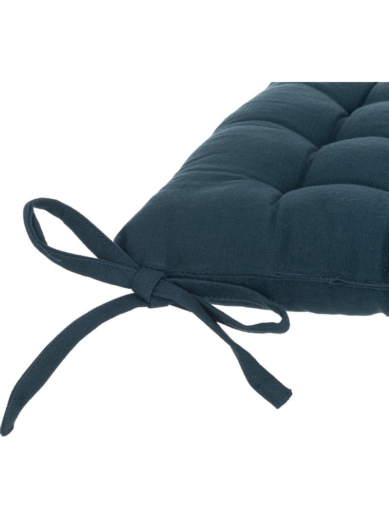Galette de chaise carrée en coton ANJALI Bleu foncé - Kiabi
