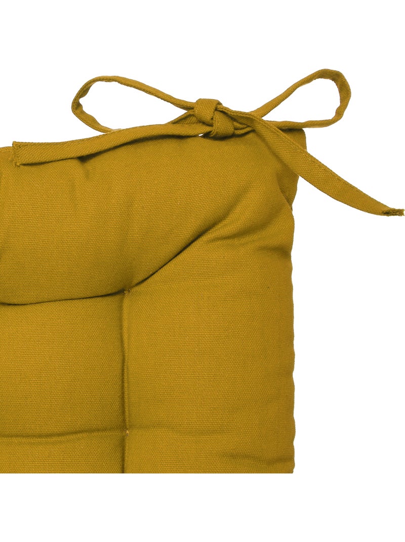 Galette de chaise carrée en coton ANJALI Ocre - Kiabi