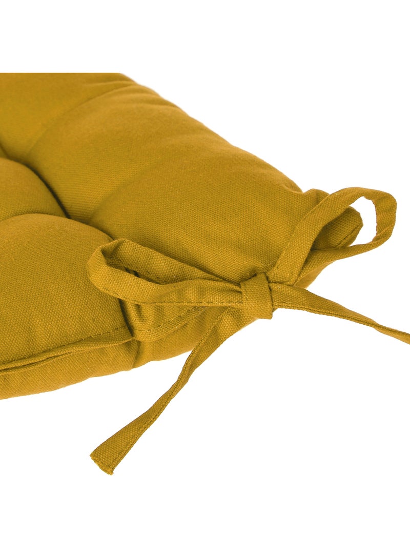 Galette de chaise carrée en coton ANJALI Ocre - Kiabi