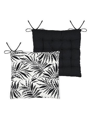 Galette de chaise carrée feuillage tropical en coton