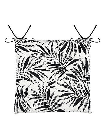 Galette de chaise carrée feuillage tropical en coton