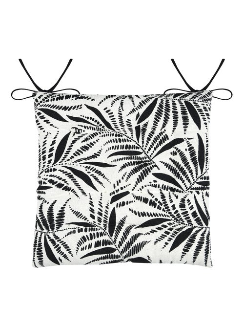 Galette de chaise carrée feuillage tropical en coton - Kiabi