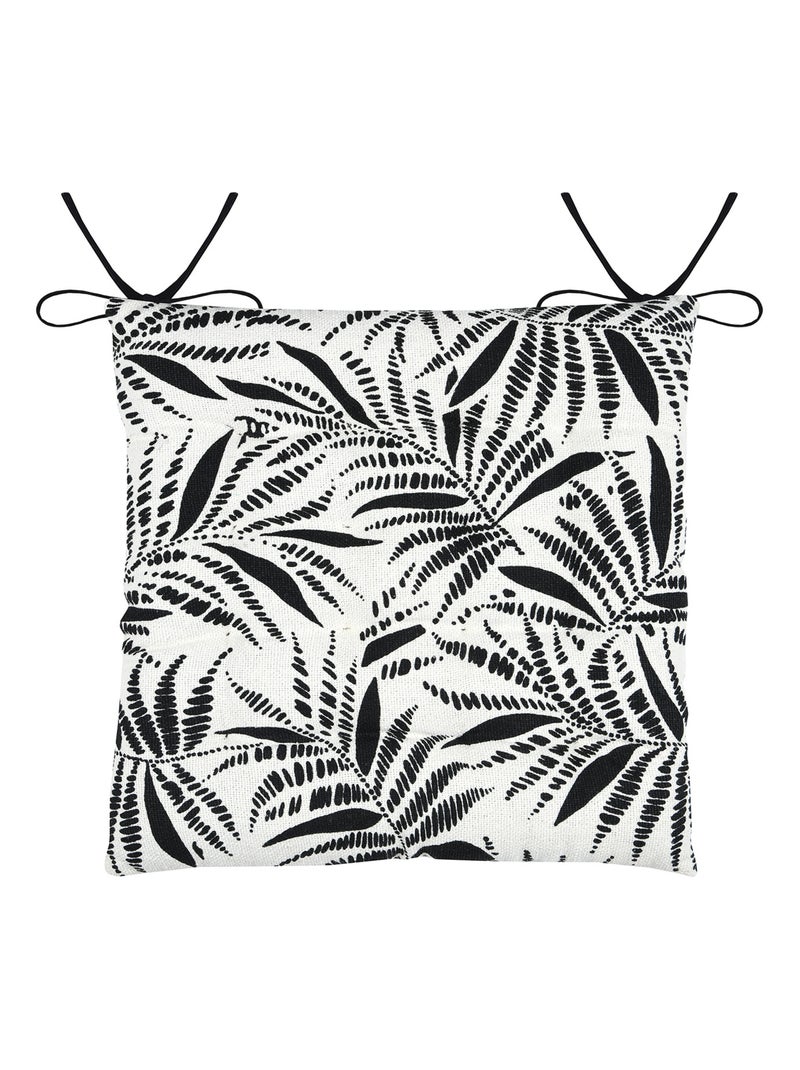 Galette de chaise carrée feuillage tropical en coton Ecru - Kiabi