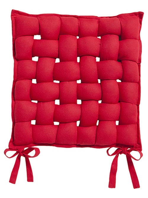 Galette de chaise carrée tressée avec 2 nouettes - Kiabi Galette de chaise carrée tressée avec 2 nouettes - Kiabi