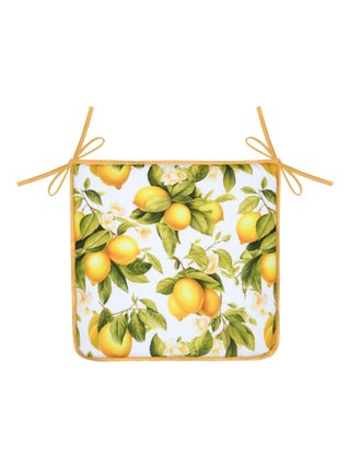 Galette de chaise citrons en polyester blanc