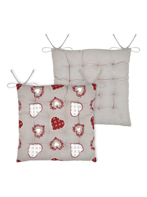 Galette de chaise coeurs esprit chalet en coton - Kiabi