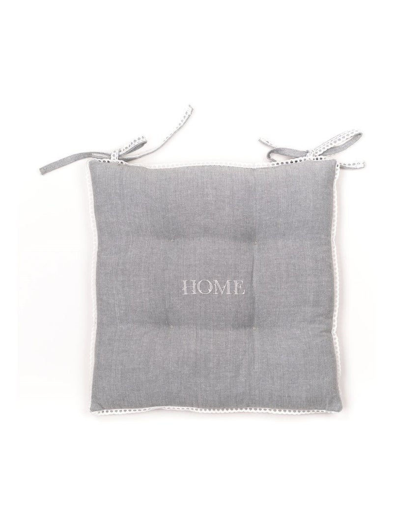 Galette de chaise coton uni CHARME Gris - Kiabi