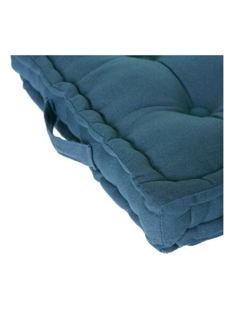 Galette de chaise & Coussin de sol - Atmosphera - Coton Bleu canard - Kiabi