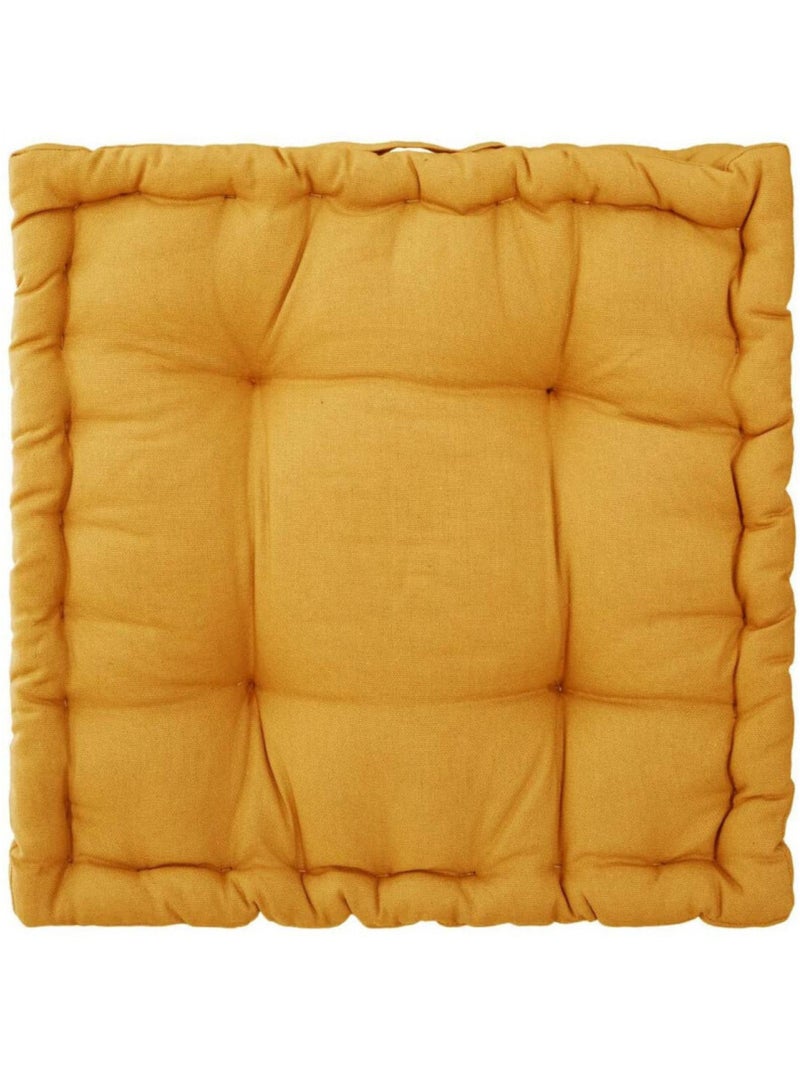 Galette de chaise & Coussin de sol - Atmosphera - Coton Jaune foncé - Kiabi