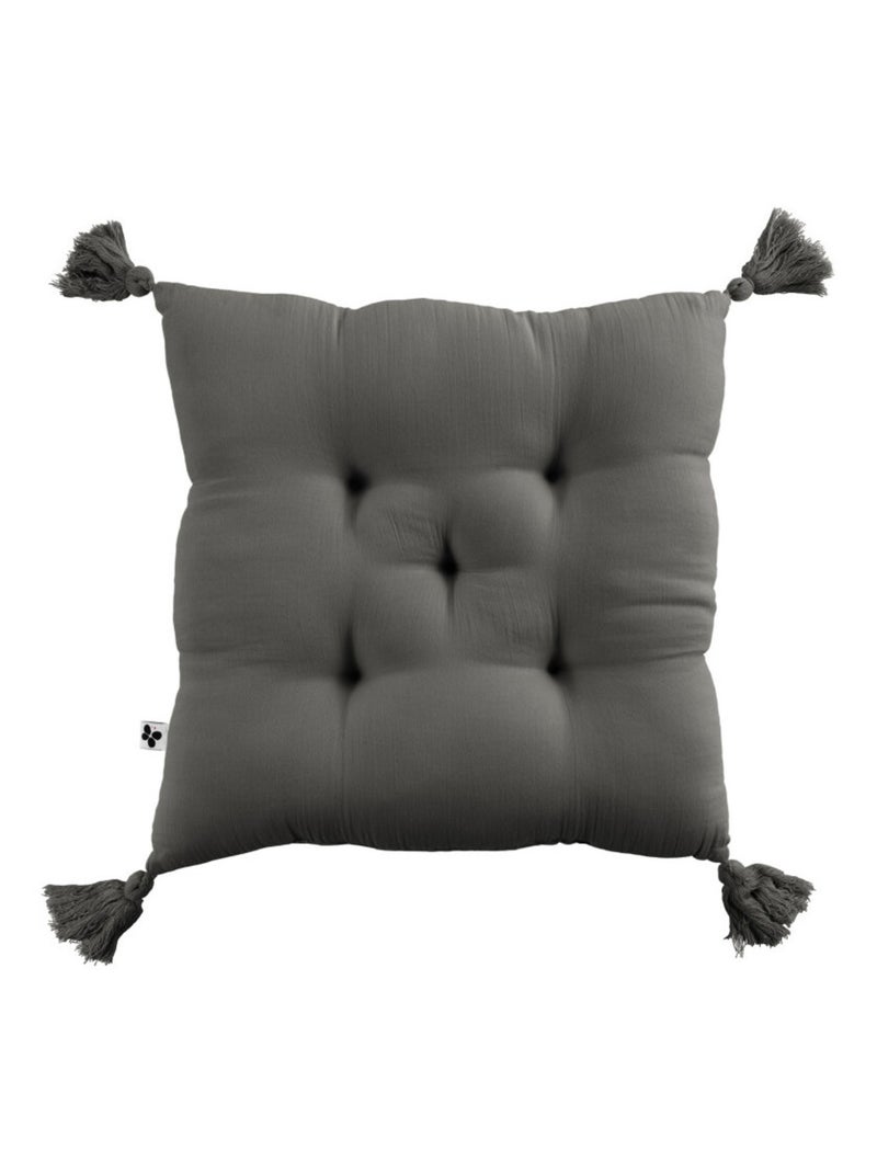 Galette de chaise & Coussin de sol - L'effet papillon - 100% gaze de coton 125 gr/m² Gris souris - Kiabi