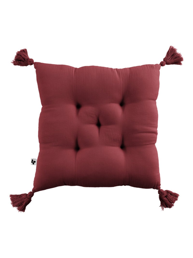 Galette de chaise & Coussin de sol - L'effet papillon - 100% gaze de coton 125 gr/m² Noir Bordeaux - Kiabi