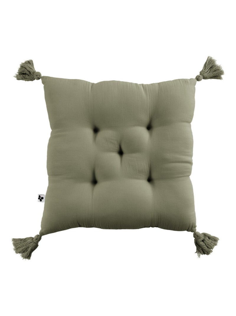 Galette de chaise & Coussin de sol - L'effet papillon - 100% gaze de coton 125 gr/m² Vert chèvrefeuille - Kiabi