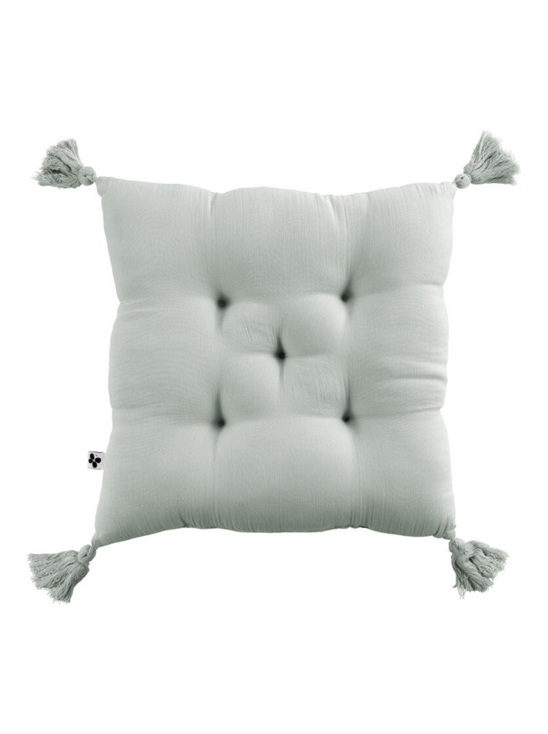 Galette de chaise & Coussin de sol - L'effet papillon - 100% gaze de coton 125 gr/m² Vert tilleul - Kiabi