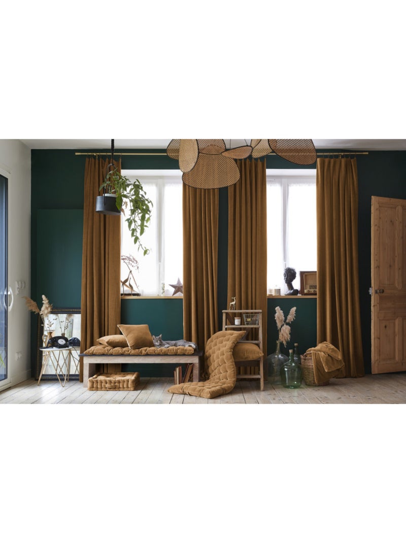 Galette de chaise & Coussin de sol - L'effet papillon - 100% Velours de coton Camel - Kiabi