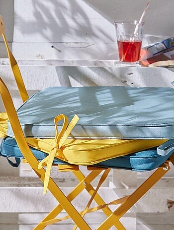 Galette de chaise déperlante avec 2 nouettes uni AMAZONIA