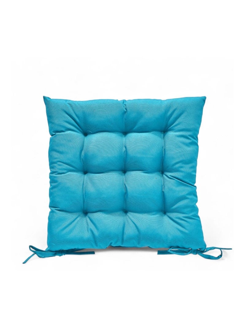 Galette de chaise déperlante avec nouettes PARADISE Bleu turquoise - Kiabi