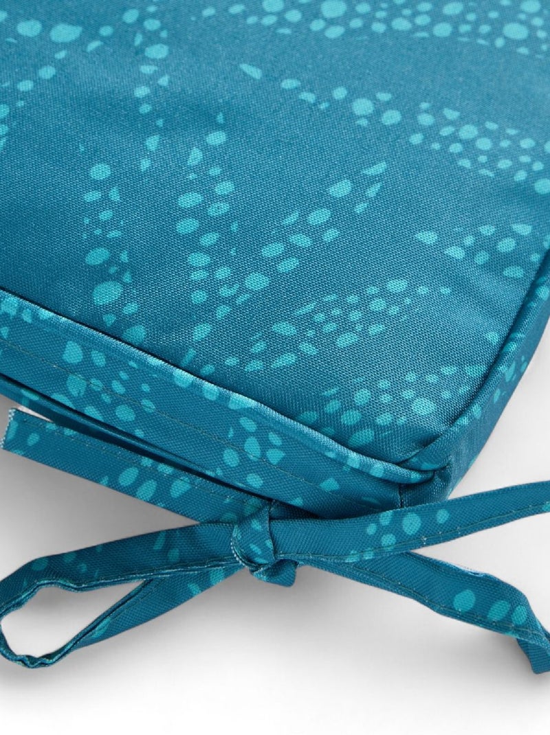 Galette de chaise déperlante imprimée avec nouettes PARADISE Bleu turquoise - Kiabi