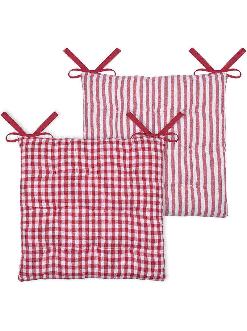 Galette de chaise double face à 9 points en polycoton Rouge - Kiabi