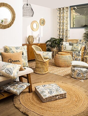 Galette de chaise en coton JUMANJI dos chambray 'Deko&co'