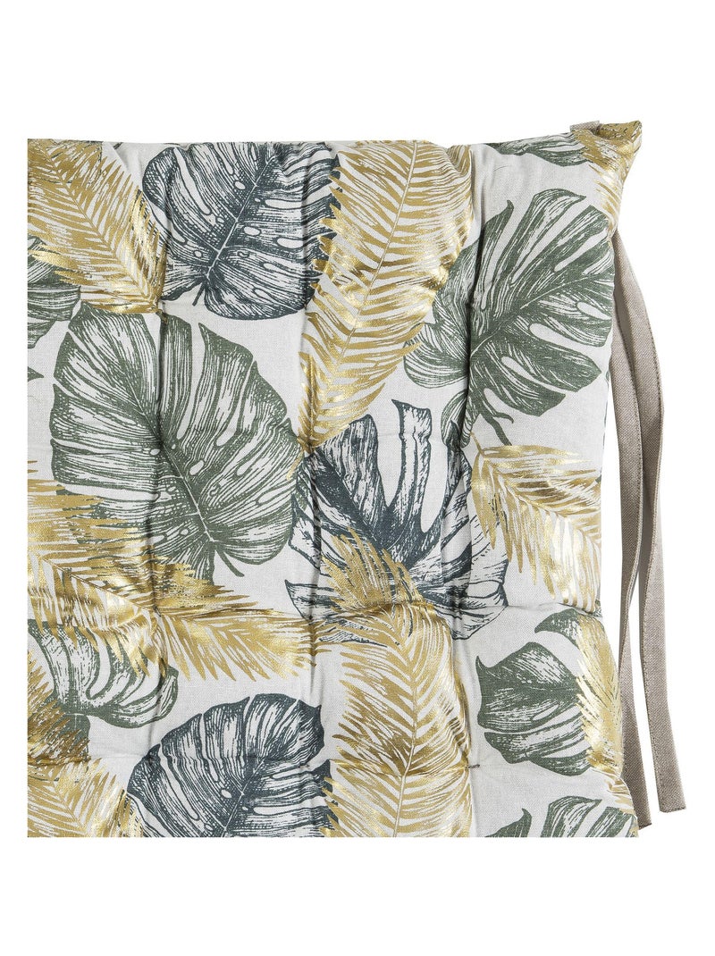 Galette de chaise en coton JUMANJI dos chambray 'Deko&co' Blanc Vert - Kiabi