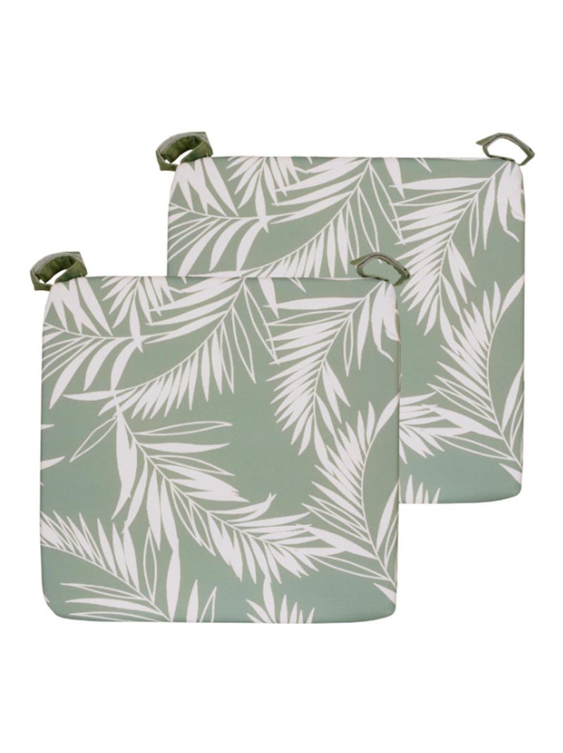Galette de chaise extérieur imperméable à Scratch en Tissu déperlant bicolore imprimé, Lot de 2. Blanc Vert - Kiabi