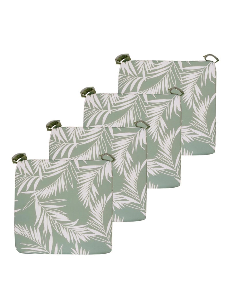 Galette de chaise extérieur imperméable à Scratch en Tissu déperlant bicolore imprimé, Lot de 4. Vert - Kiabi