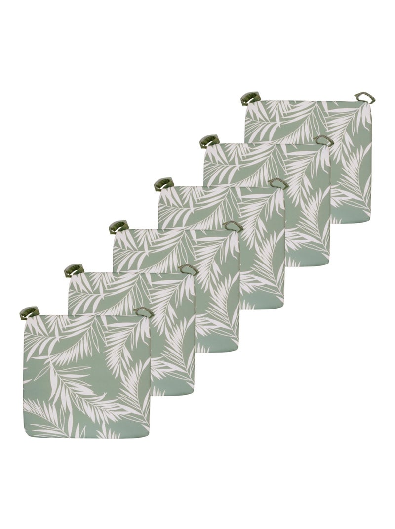 Galette de chaise extérieur imperméable à Scratch en Tissu déperlant bicolore imprimé, Lot de 6. Blanc Vert - Kiabi