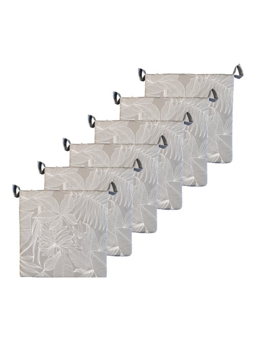 Galette de chaise extérieur imperméable à Scratch en Tissu déperlant bicolore imprimé, Lot de 6. - Kiabi