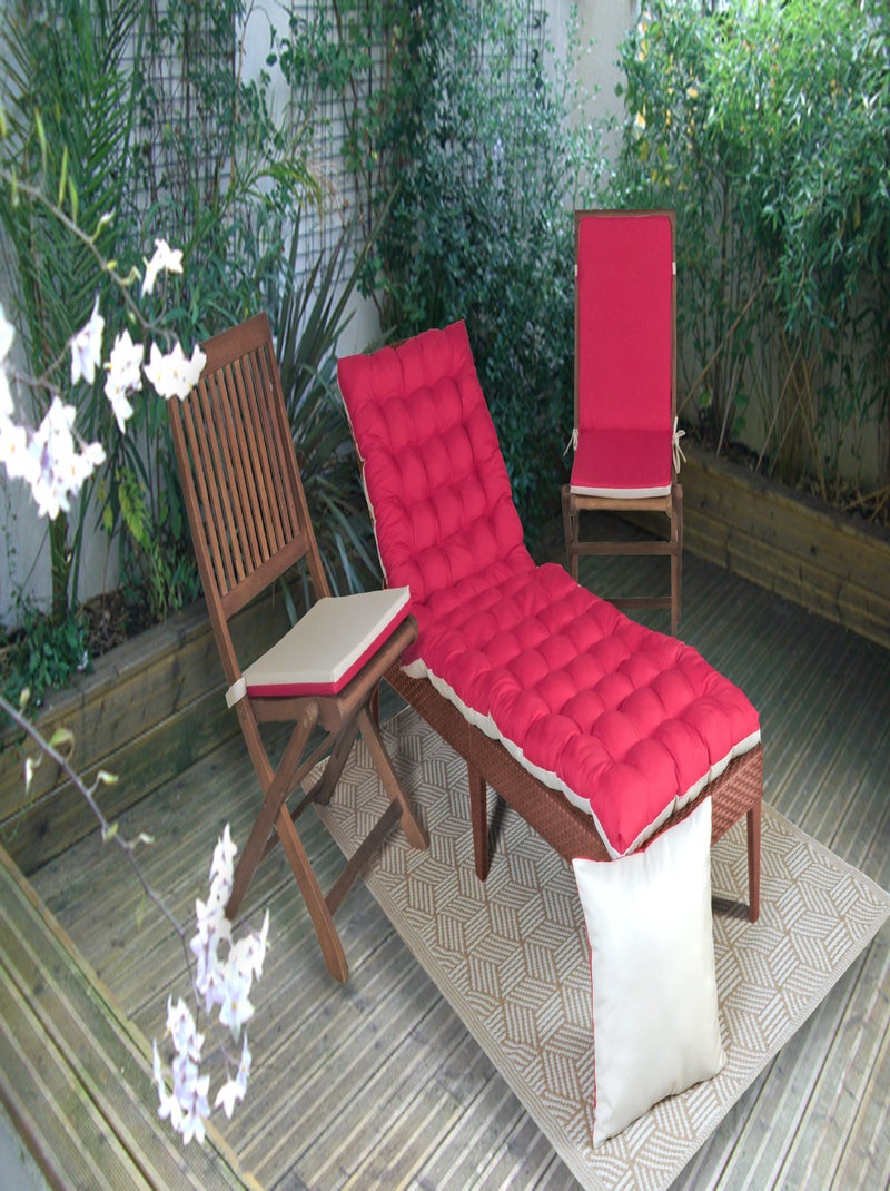 Galette de chaise extérieur imperméable à Scratch en Tissu déperlant bicolore Rouge - Kiabi