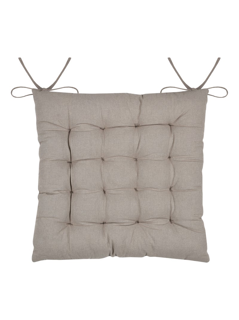 Galette de chaise feuillage  - Effet matière en coton brodé Ecru - Kiabi