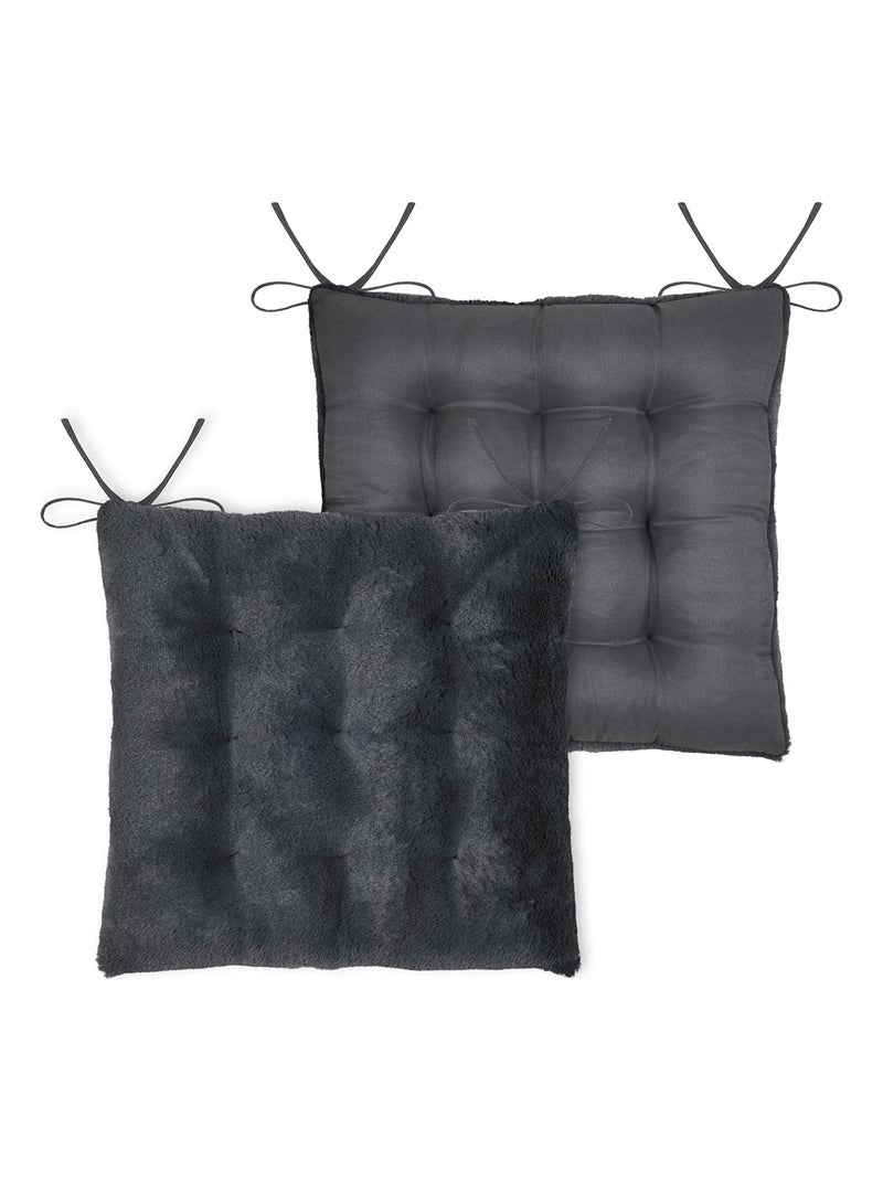 Galette de chaise imitation fourrure Noir - Kiabi