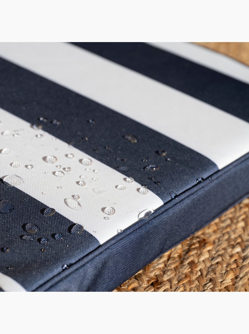Galette de chaise imperméable déhoussable à rayures ARCACHON Bleu foncé - Kiabi