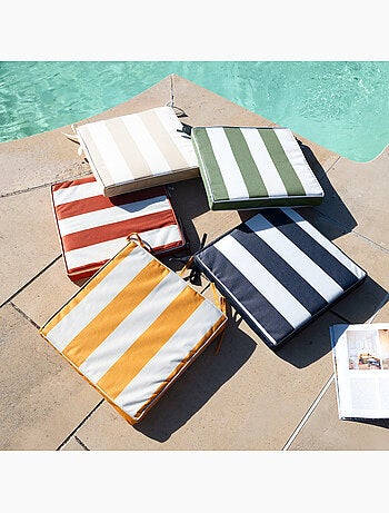 Galette de chaise imperméable déhoussable à rayures ARCACHON