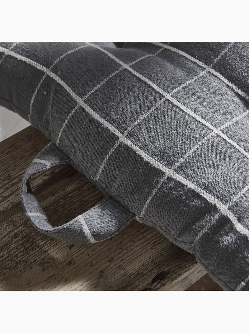 Galette de chaise imprimé a carreaux coton MOUNTAIN gris anthracite - Kiabi