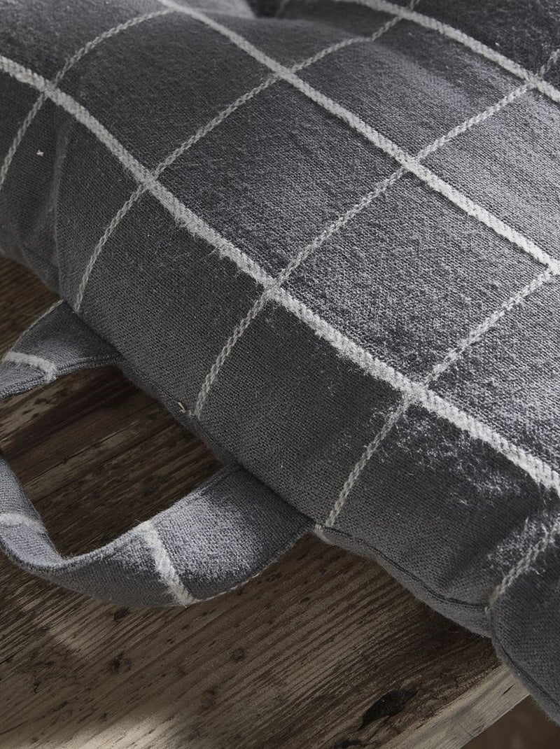 Galette de chaise imprimé a carreaux coton MOUNTAIN gris anthracite - Kiabi
