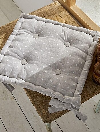 Galette de chaise imprimé a pois coton CHARME