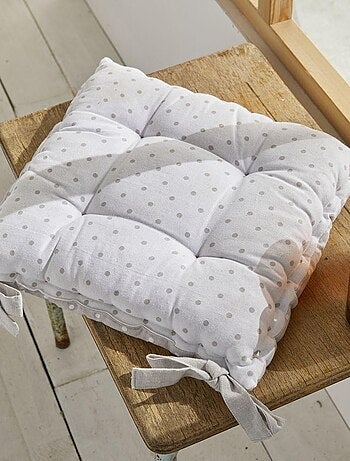 Galette de chaise imprimé a pois coton CHARME