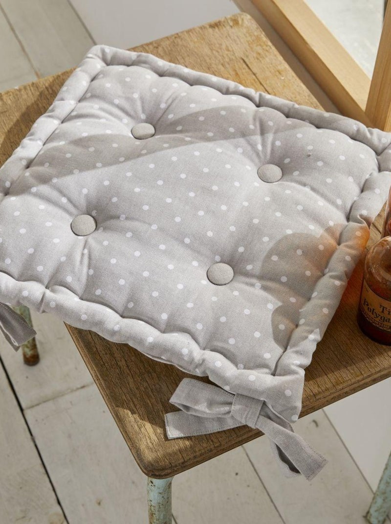 Galette de chaise imprimé a pois coton CHARME Gris clair - Kiabi