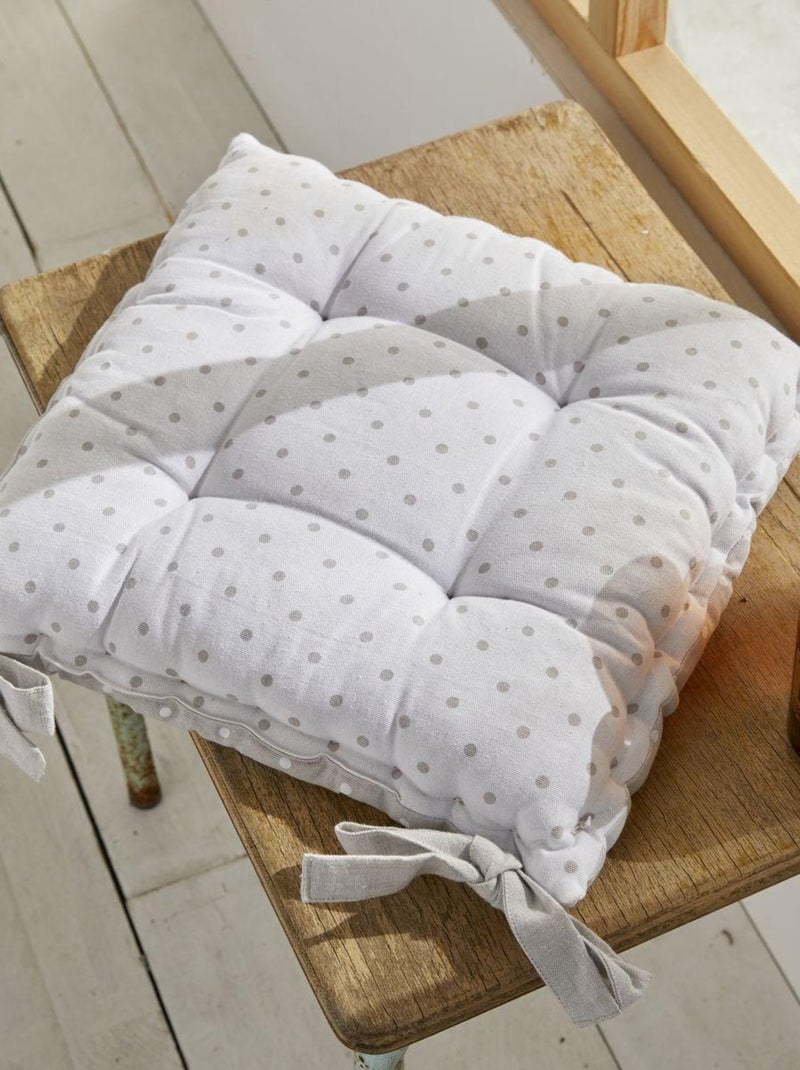 Galette de chaise imprimé a pois coton CHARME Gris clair - Kiabi