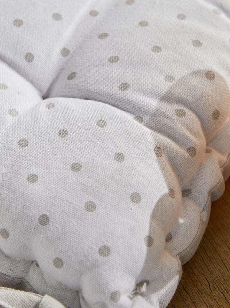 Galette de chaise imprimé a pois coton CHARME Gris clair - Kiabi