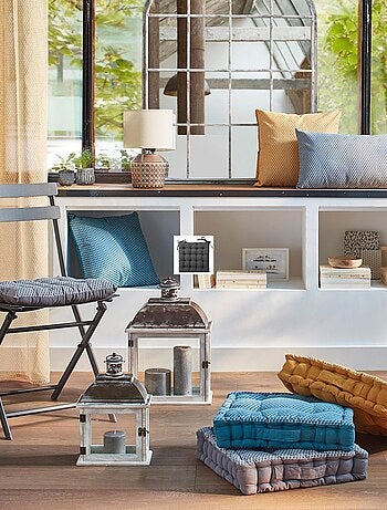 Galette de chaise imprimée et matelassée à nouettes