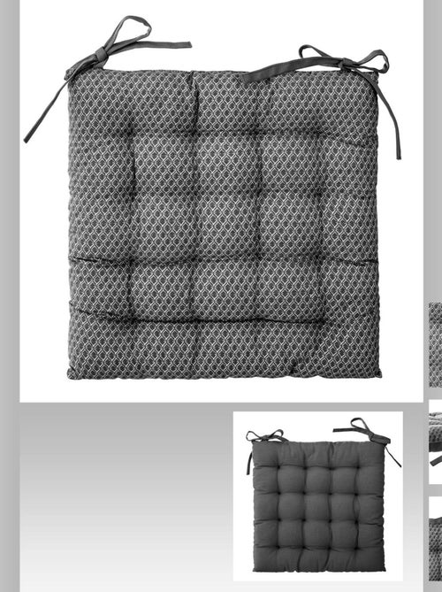 Galette de chaise imprimée et matelassée à nouettes - Kiabi