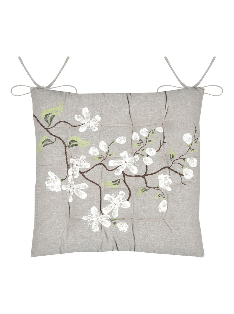 Galette de chaise imprimée motif floral printanier Beige - Kiabi