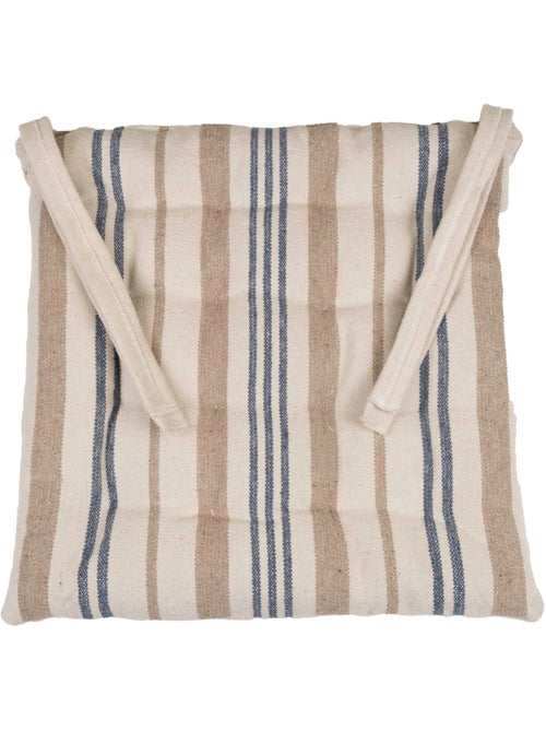 Galette de chaise matelassée à rayures en toile canevas - Kiabi