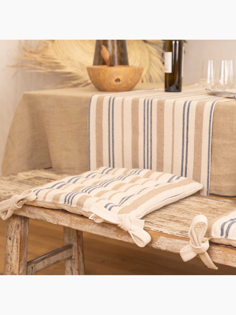 Galette de chaise matelassée à rayures en toile canevas Bleu foncé - Kiabi