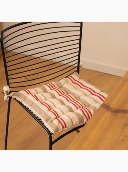 Galette de chaise matelassée à rayures en toile canevas - Kiabi Galette de chaise matelassée à rayures en toile canevas - Kiabi