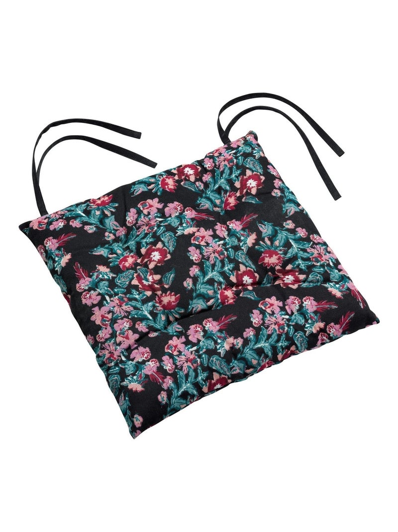 Galette de chaise matelassee Fleurs mazako Noir - Kiabi