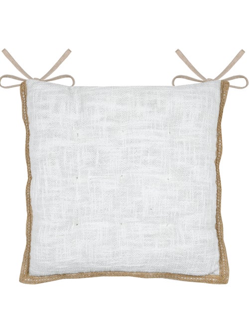Galette de chaise matelassée poly-coton et jute - Kiabi