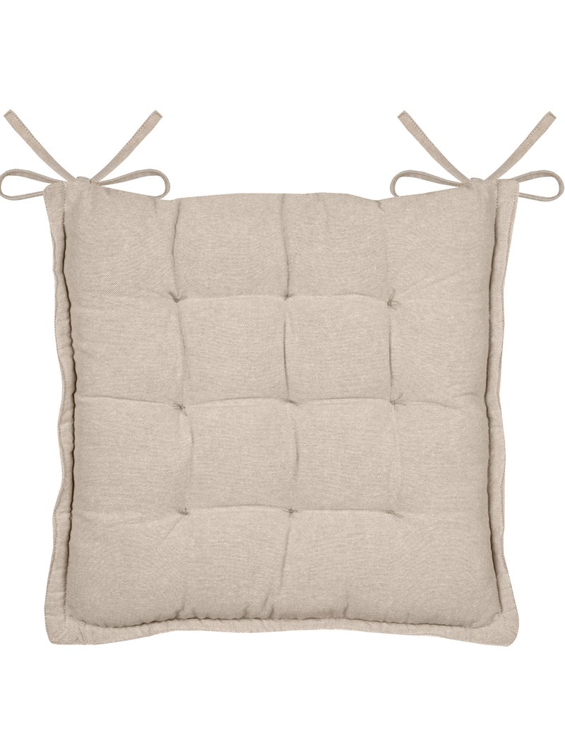 Galette de chaise matelassée poly-coton et jute Blanc - Kiabi